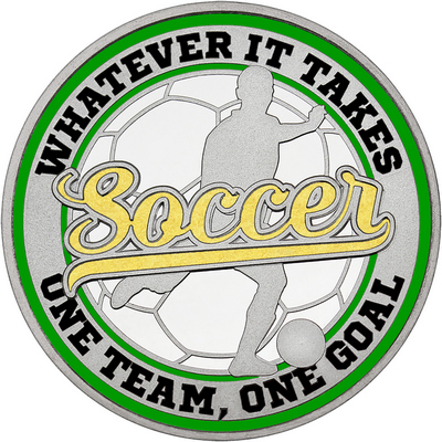 Gold "Soccer" with Green Outer Circular Borders